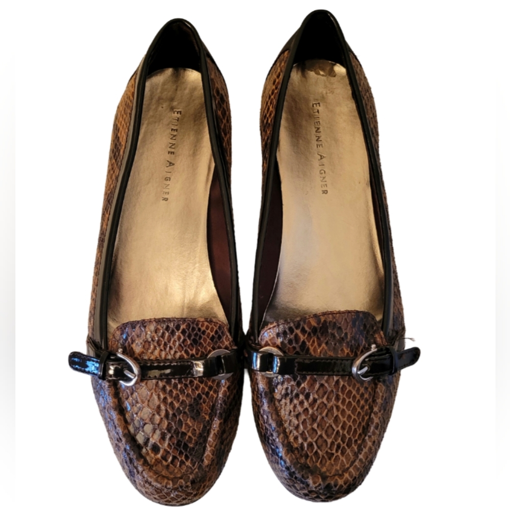Etienne Aigner Loafers Emery Faux Snakeskin Women's 7.5